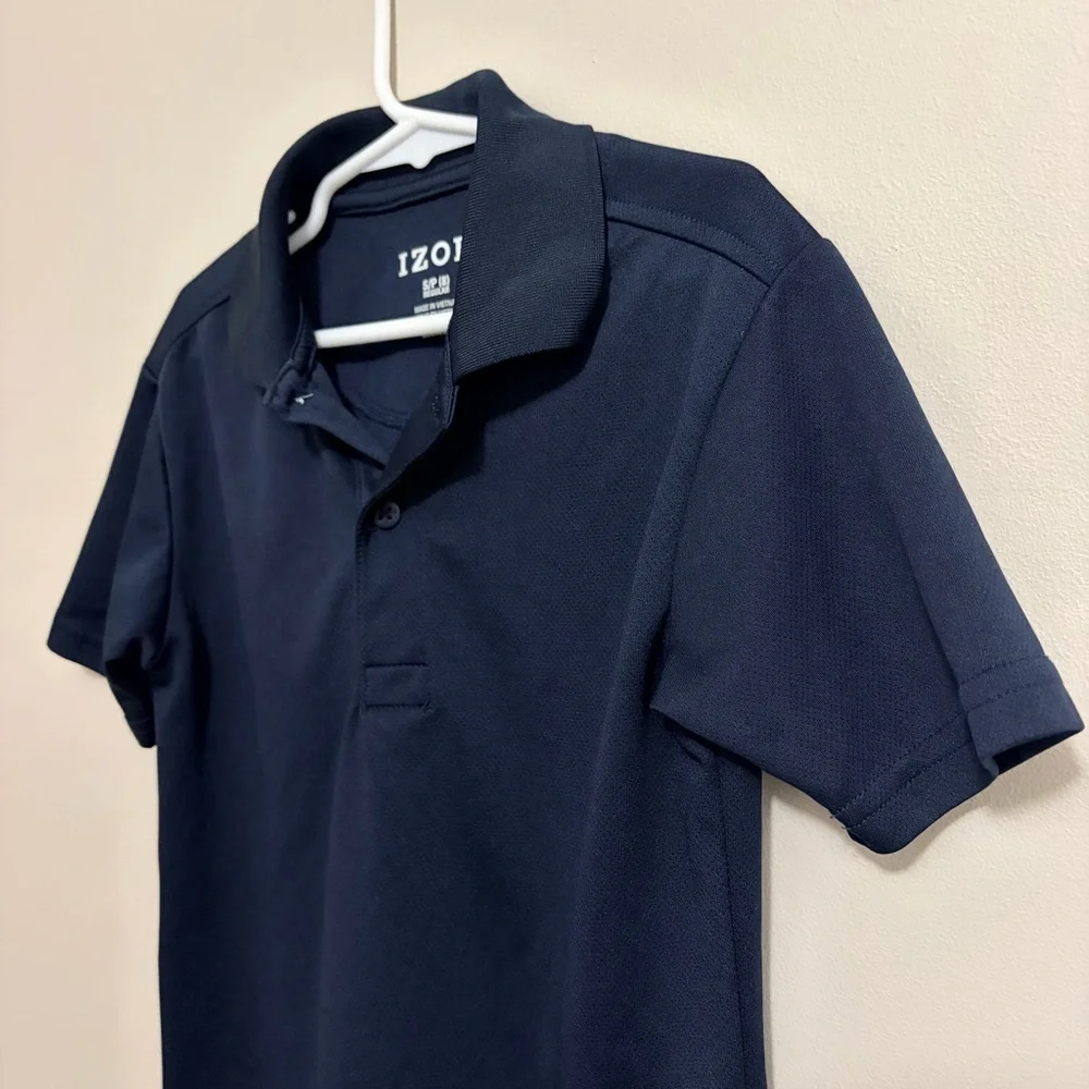 IZOD Kids Navy Polo Shirt NEW Youth Boys Size 8 - Picture 3 of 4